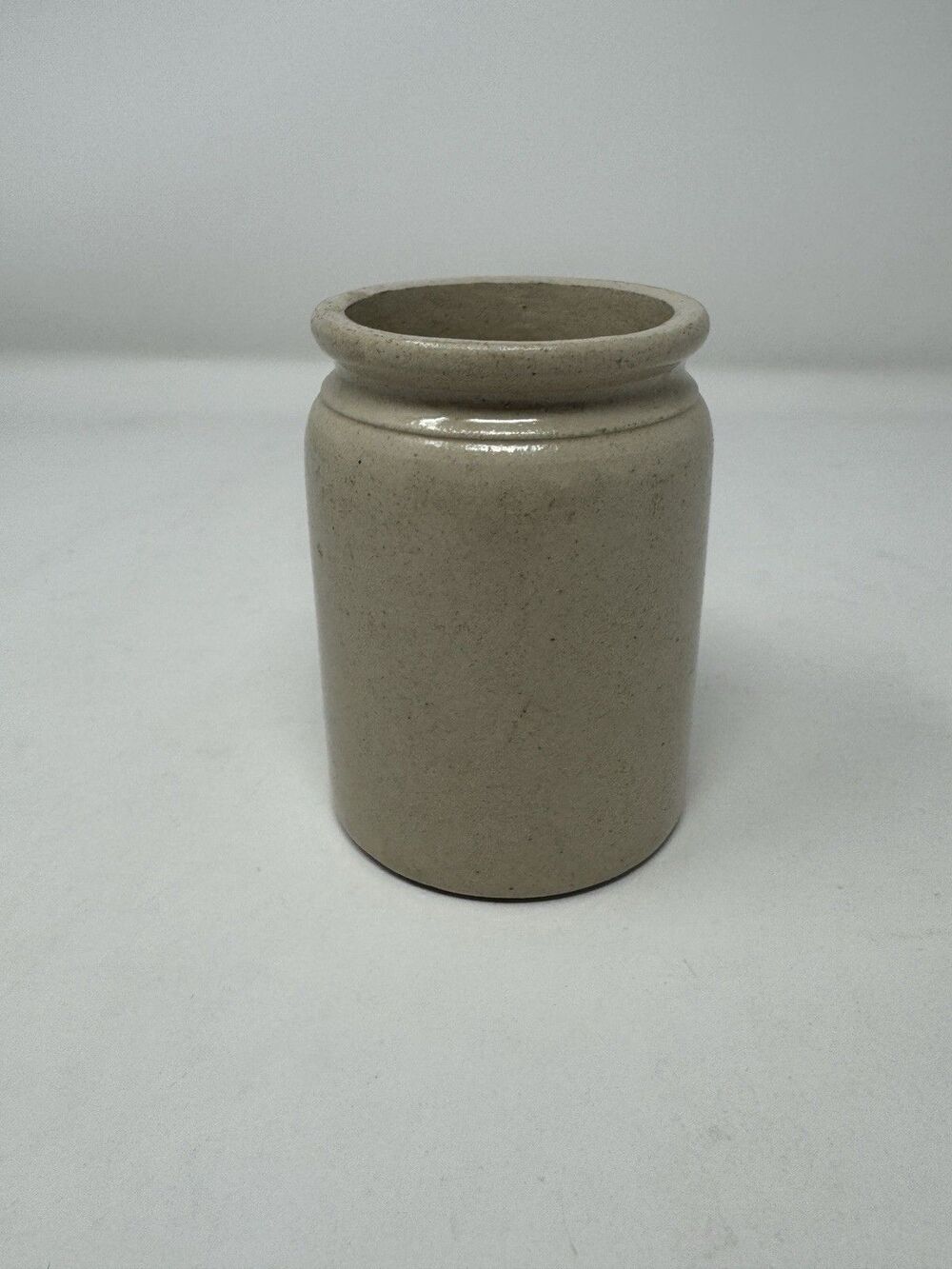Vintage Mini Stoneware Crock Glazed Beige 4.25”x3” Cottagecore Country